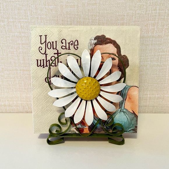 Vintage 60s 70s Metal Daisy Napkin Holder, Mid Century Kitchen, Cottagec… - Picture 3 of 5